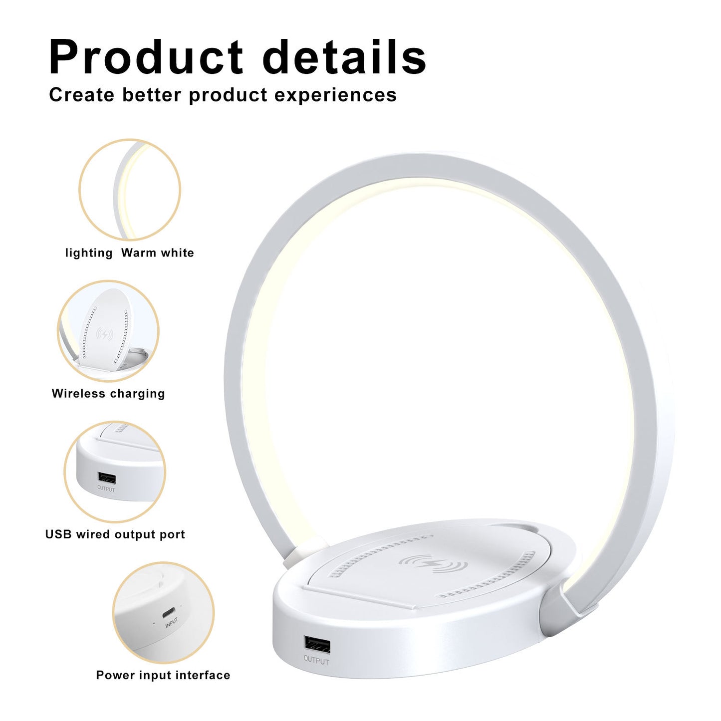 Bluetooth Speaker Night Light with 10W Wireless Charger, USB Port, and Dynamic Color Features