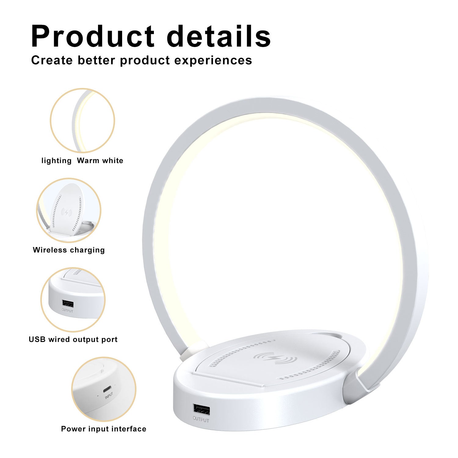 Bluetooth Speaker Night Light with 10W Wireless Charger, USB Port, and Dynamic Color Features