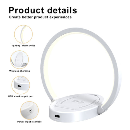 Bluetooth Speaker Night Light with 10W Wireless Charger, USB Port, and Dynamic Color Features