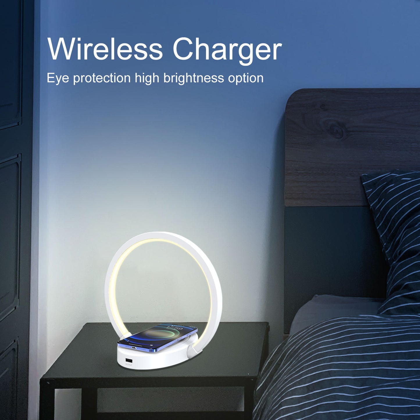 Bluetooth Speaker Night Light with 10W Wireless Charger, USB Port, and Dynamic Color Features