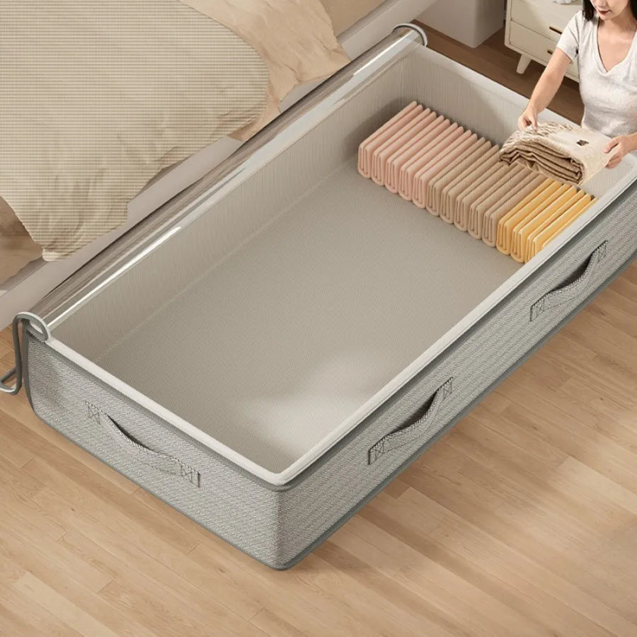 Rectangular Under-Bed Storage Containers - Versatile Organizer Bins for Sweaters and Linens, Foldable Design