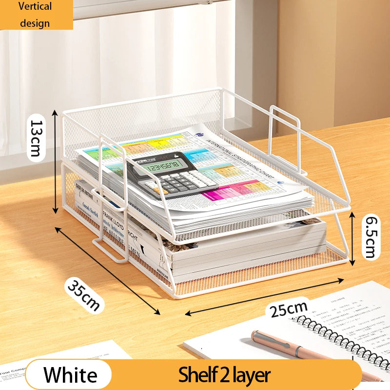 Desk Storage and Accessories, 4-Tier Paper Trust Tray Storage Box with File Holder, Desk Storage Office Supplies, Desk Storge