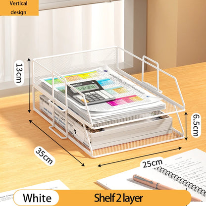 Desk Storage and Accessories, 4-Tier Paper Trust Tray Storage Box with File Holder, Desk Storage Office Supplies, Desk Storge