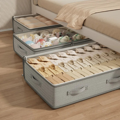 Rectangular Under-Bed Storage Containers - Versatile Organizer Bins for Sweaters and Linens, Foldable Design