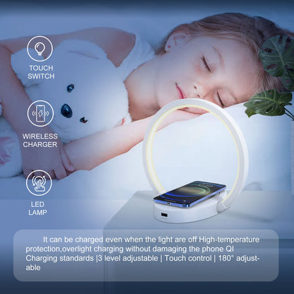 Bluetooth Speaker Night Light with 10W Wireless Charger, USB Port, and Dynamic Color Features