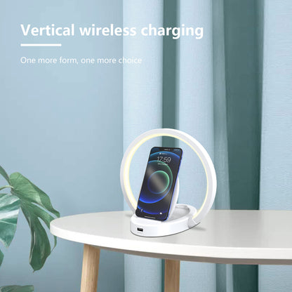 Bluetooth Speaker Night Light with 10W Wireless Charger, USB Port, and Dynamic Color Features