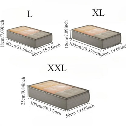 Rectangular Under-Bed Storage Containers - Versatile Organizer Bins for Sweaters and Linens, Foldable Design